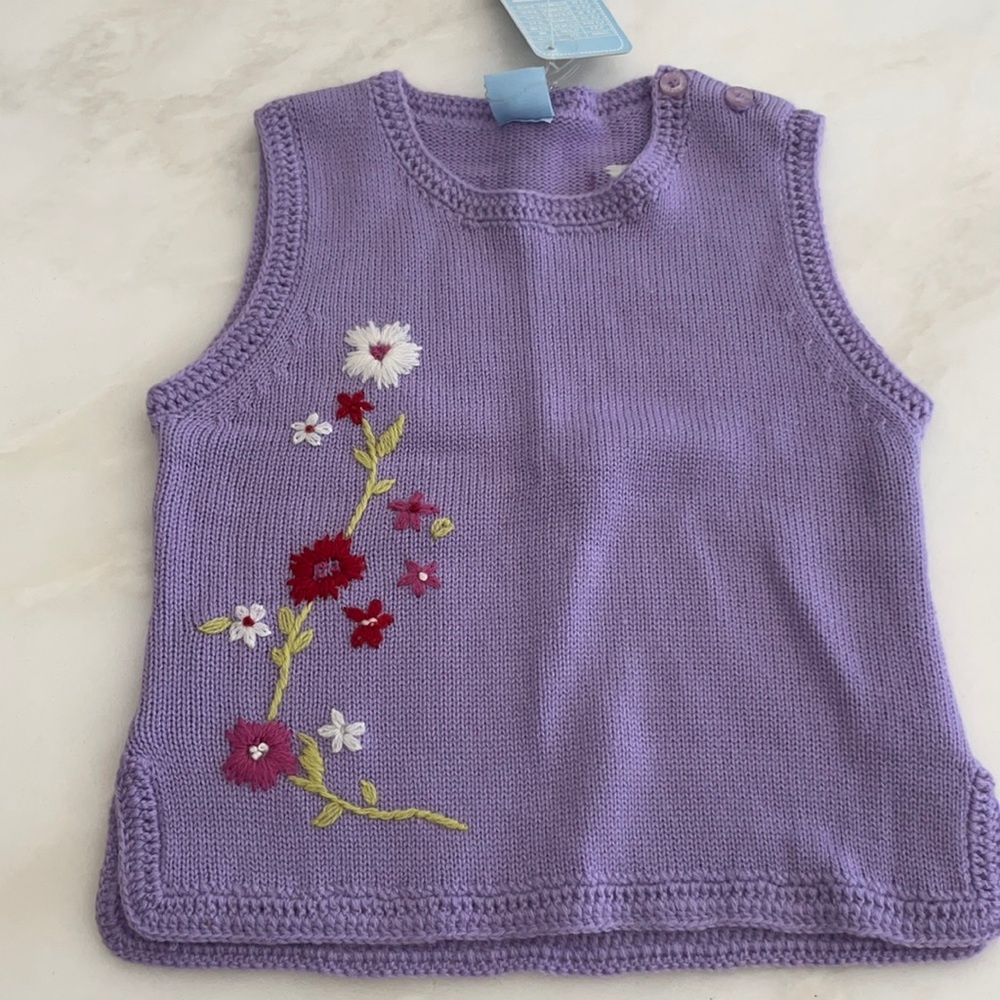 NWT Fox Baby Girls Purple Sweater Vest-Size 18/24 Months